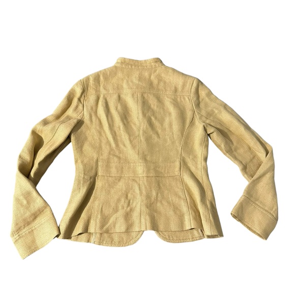 Zara Woman 100% Flax Linen Button Up Jacket Safari Style Tan Pockets Size 8 EUC - Picture 3 of 6